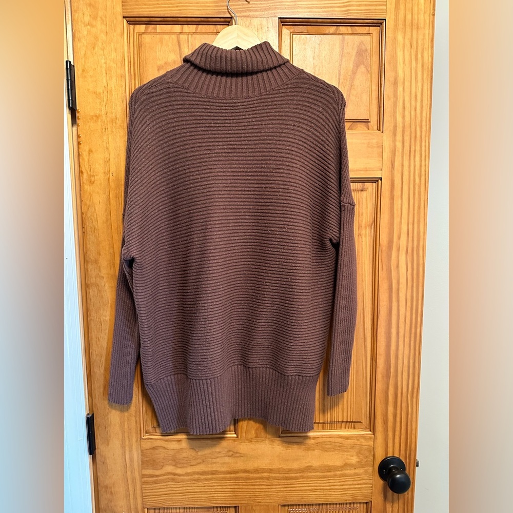 Chocolate Brown Cowl Neck Sweater with Textured Knit